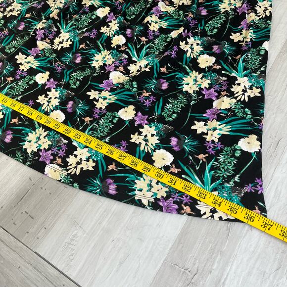 Ellos Black Plus Size Smocked Bodice Floral Stretchy Tank Knee Length Dress 1X - Picture 9 of 10